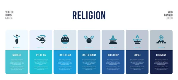 Web banner design con elementi di concetto di religione . — Vettoriale Stock