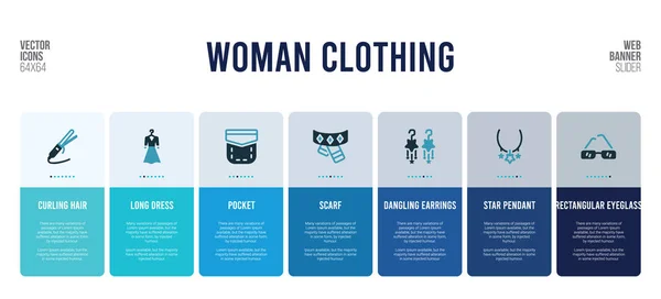 Web banner design s ženské oblečení prvky koncepce. — Stockový vektor