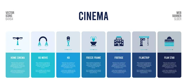 Webbanner-Design mit Kino-Konzeptelementen. — Stockvektor