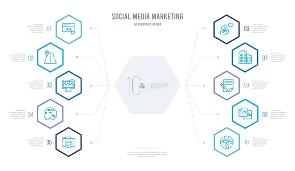 Social media marketing concept business infografica design con — Vettoriale Stock