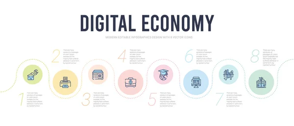 Plantilla de diseño infográfico concepto de economía digital. incluido sp — Archivo Imágenes Vectoriales