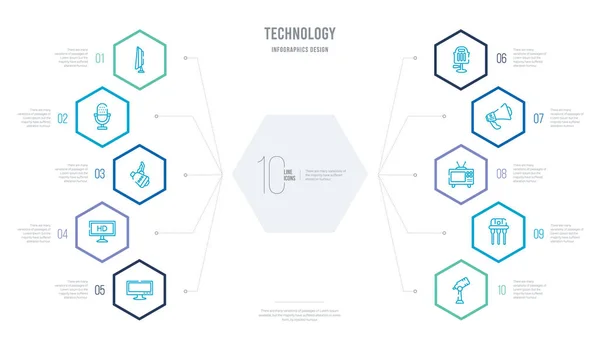 Технологическая концепция бизнес-инфографический дизайн с 10 hexagon o — стоковый вектор