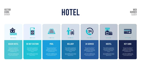 Design de banner web com elementos de conceito de hotel . —  Vetores de Stock