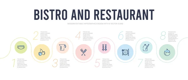 Bistro e restaurante conceito infográfico modelo de design. inclu — Vetor de Stock