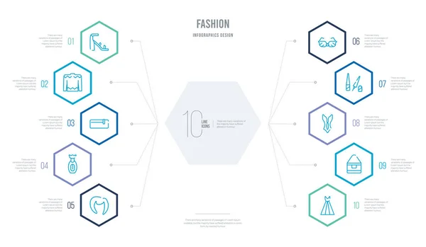 Концепция моды бизнес-инфографический дизайн с 10 шестиугольник опти — стоковый вектор