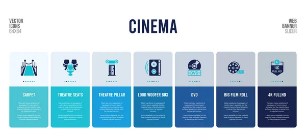 Diseño de banner web con elementos de concepto de cine . — Vector de stock