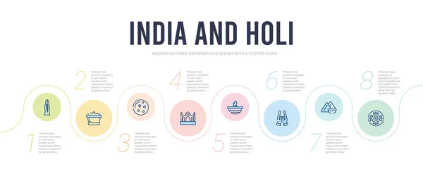 India και holi έννοια infographic πρότυπο σχεδιασμού. περιλαμβάνεται ran — Διανυσματικό Αρχείο