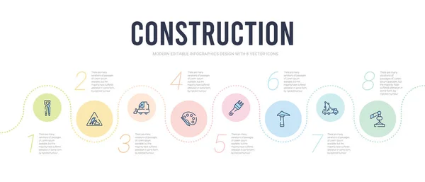 Modelo de projeto infográfico conceito de construção. derri incluído — Vetor de Stock