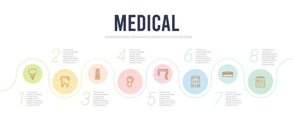 Plantilla de diseño infográfico concepto médico. incluido bloc de notas, b — Vector de stock