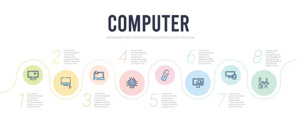 Modelo de design infográfico conceito de computador. estatística de trabalho incluída —  Vetores de Stock