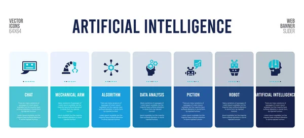 Webbanner-Design mit Konzeptelementen für künstliche Intelligenz. — Stockvektor