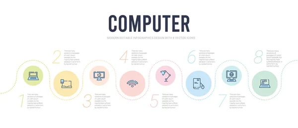 Templat desain infografis konsep komputer. disertakan lec video Stok Vektor