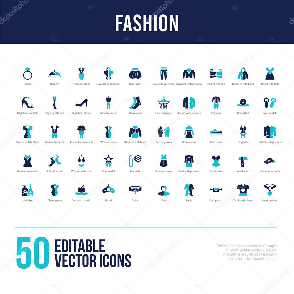 50 fashion concept filled icons