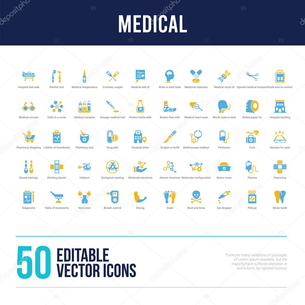 50 medical concept filled icons