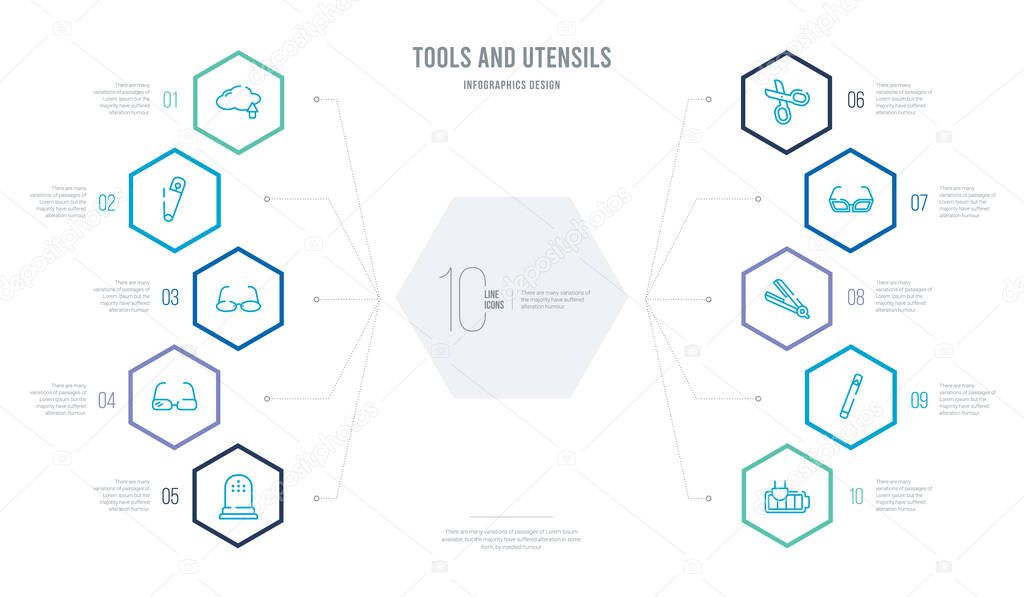 tools and utensils concept business infographic design with 10 h