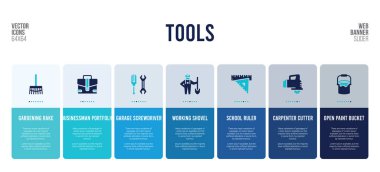 Alet kavramı öğeleri ile web pankartı tasarımı.