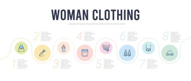 Kadın giyim konsepti bilgi tasarım şablonu. rec dahil