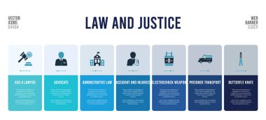 web banner design with law and justice concept elements. clipart