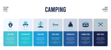 Kamp konsepti öğeleri içeren web pankartı tasarımı.