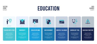 Eğitim kavramı öğeleriyle web pankartı tasarımı.