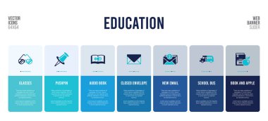 Eğitim kavramı öğeleriyle web pankartı tasarımı.