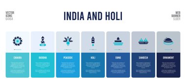 Hindistan ve Holi konsept elementleriyle web pankartı tasarımı.