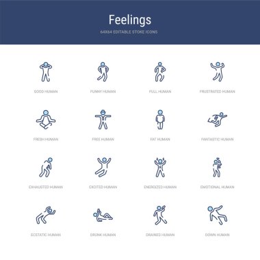 16 vektör vuruşlu simge seti.,