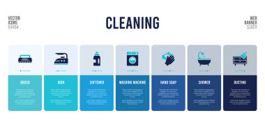 Temizlik konsepti öğeleri içeren web pankartı tasarımı.