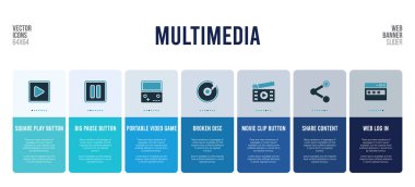 Multimedya konsept ögelerine sahip web pankartı tasarımı.