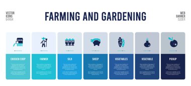 Çiftçilik ve bahçıvanlık kavramları içeren web pankartı tasarımı.