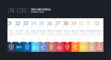 12 seçenekli bilgi tasarımı. se gibi vuruş çizgisi simgeleri