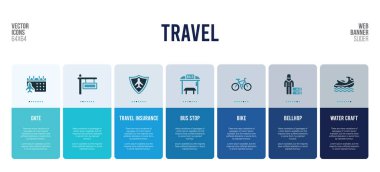 Seyahat kavramı öğeleri içeren web pankartı tasarımı.