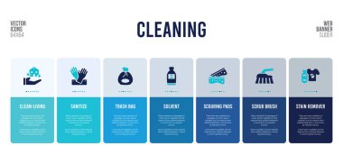 Temizlik konsepti öğeleri içeren web pankartı tasarımı.