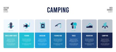 Kamp konsepti öğeleri içeren web pankartı tasarımı.