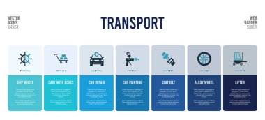Ulaşım konsepti öğeleri içeren web pankartı tasarımı.