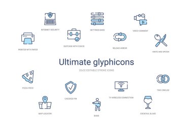 nihai glyphicons konsepti 14 renkli taslak simgeleri. 2 renk b