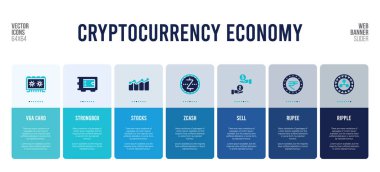 Kripto para birimi ekonomi konsepti unsurlarına sahip web pankartı tasarımı.