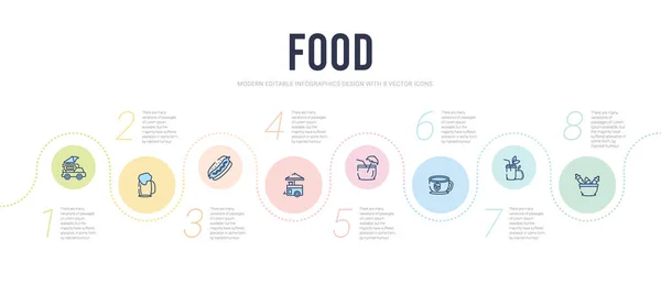 Plantilla de diseño infográfico concepto de alimentos. incluye nutrimentos saludables — Vector de stock