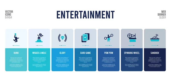 Diseño de banner web con elementos de concepto de entretenimiento . — Vector de stock