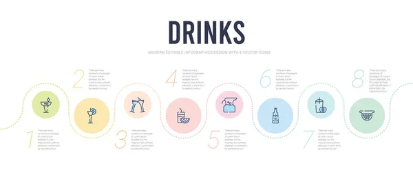 Drinks Konzept Infografik-Design-Vorlage. inklusive Sieb, Toma — Stockvektor