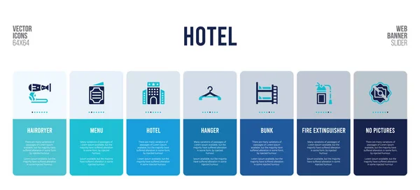 Design de banner web com elementos de conceito de hotel . —  Vetores de Stock