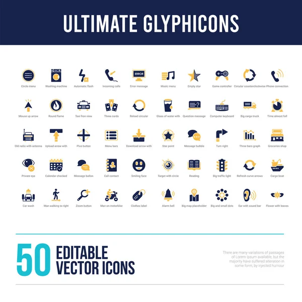 50 ultimate glyphicons concept filled icons — Stock Vector