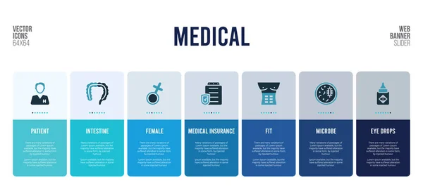 医療のコンセプト要素を取り入れたウェブバナーデザイン. — ストックベクタ