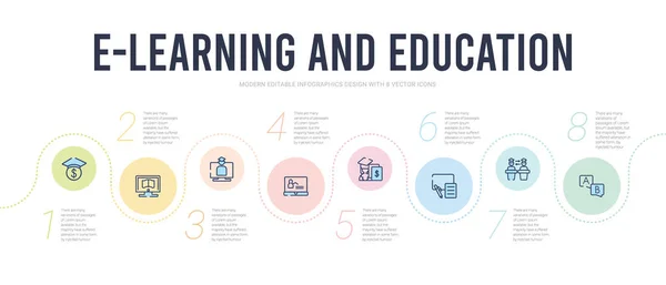 E-öğrenme ve eğitim kavramı bilgi tasarım şablonu. içinde — Stok Vektör