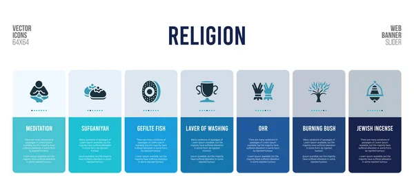 Diseño de banner web con elementos de concepto de religión . — Vector de stock