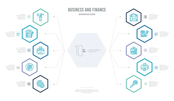 Concepto de negocios y finanzas diseño infográfico de negocios con 10 — Vector de stock