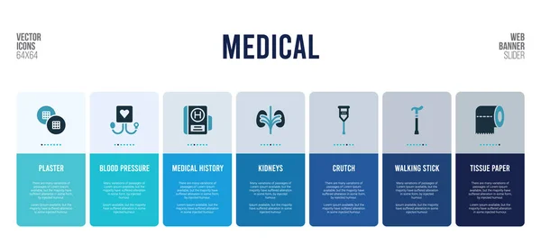 Diseño de banner web con elementos conceptuales médicos . — Vector de stock