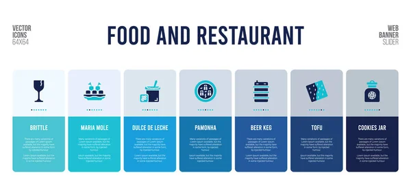 Design de banner web com elementos de conceito de comida e restaurante . — Vetor de Stock