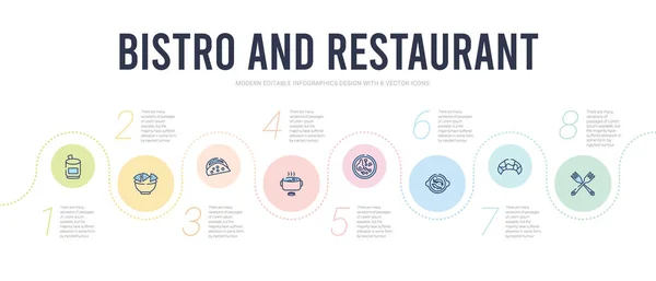 Bistro e restaurante conceito infográfico modelo de design. inclu — Vetor de Stock