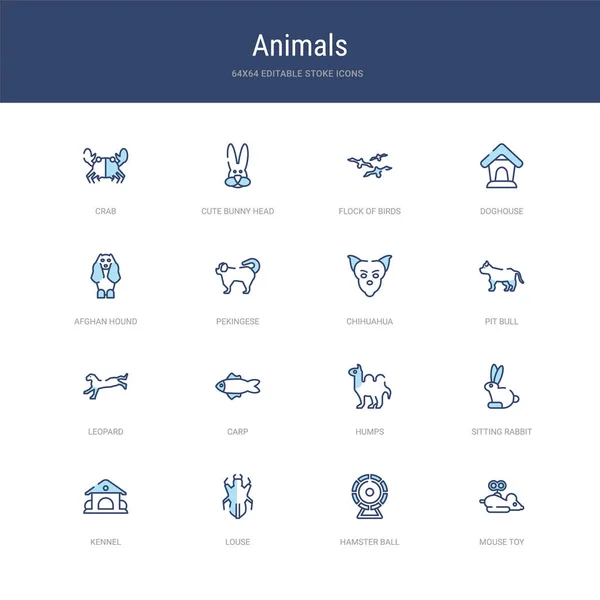 マウスのおもちゃハムスターボールlなどの16個のベクトルストロークアイコンのセット — ストックベクタ